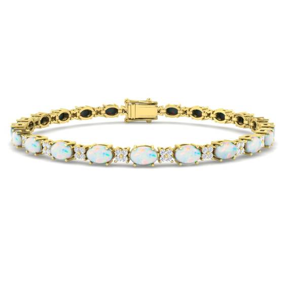 7.80ct SI2/G Oval cut Opal Gemstone Bracelet in 9k Yellow Gold