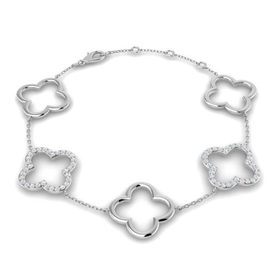 0.46ct SI2/G Round cut Natural Diamonds Designer Bracelet in 9k White Gold