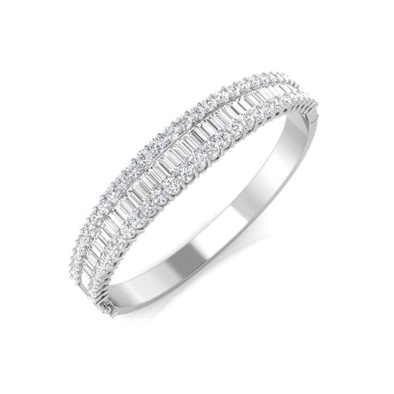 7.14ct SI2/G Round cut Natural Diamond Designer Bangle in 9k White Gold