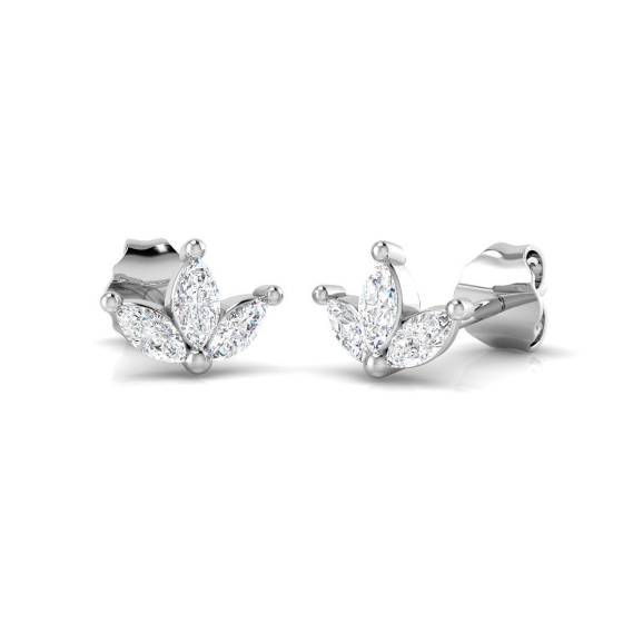 0.31ct SI2/G Marquise cut Natural Diamond Cluster Earrings in 18k White Gold
