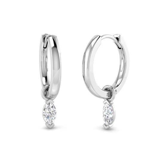 0.31ct SI2/G Marquise cut Natural Diamond Drop Earrings in 18k White Gold