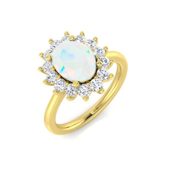 1.64ct SI2/G Oval cut Opal Gemstone Ring in 9k Yellow Gold