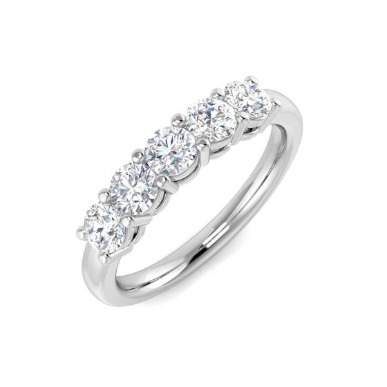 1.04ct I1/G Round cut 5 Stone Natural Diamond Ring in Platinum