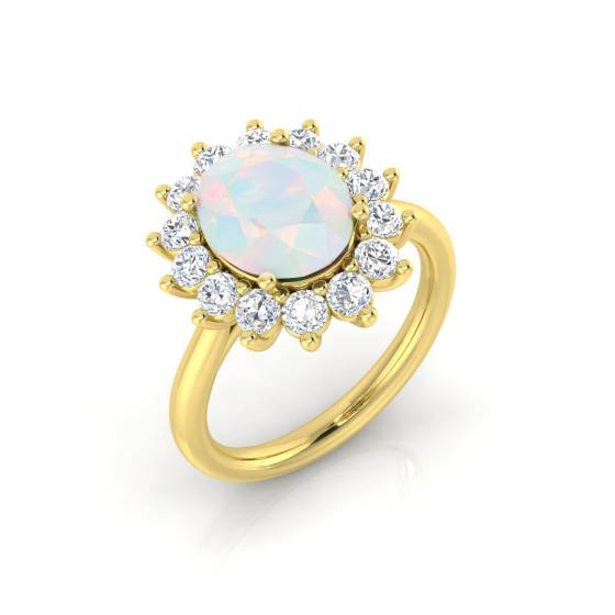 2.60ct SI2/G Oval cut Opal Gemstone Ring in 18k Yellow Gold