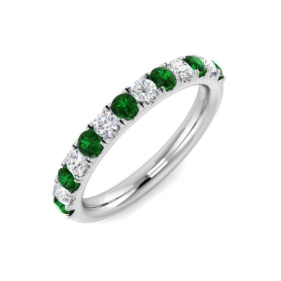 0.50ct SI2/G Round cut Emerald Gemstone Ring in Platinum