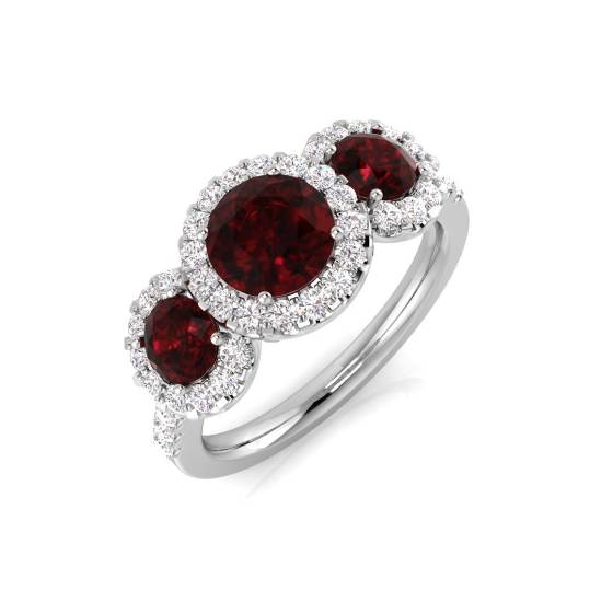 2.05ct SI2/G Round cut Ruby Gemstone Ring in Platinum