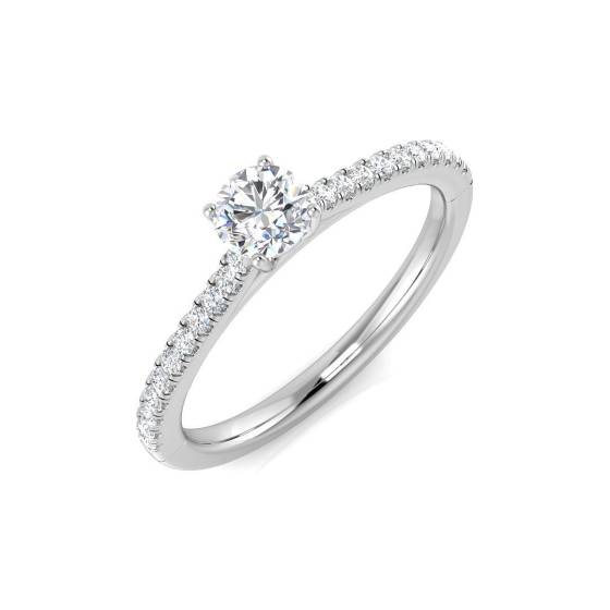 0.43ct SI2/G Round cut Natural Diamond Shoulder Set Engagement Ring in Platinum