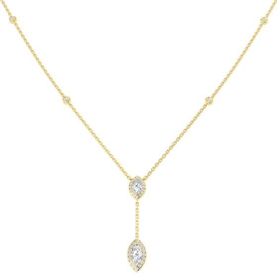 0.60ct SI2/G Round cut Natural Diamond Drop Necklace in 18k Yellow Gold
