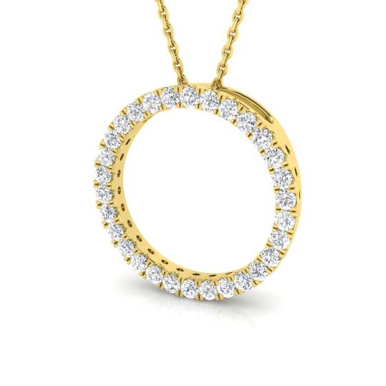 0.54ct I1/G Round cut Natural Diamonds Circle of Life Pendants in 9k Yellow Gold