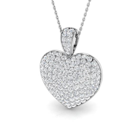 2.07ct SI2/G Round cut Natural Diamond Heart Pendant in 18k White Gold