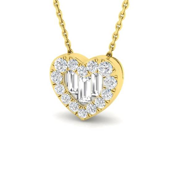 0.48ct SI2/G Round cut Natural Diamond Heart Pendant in 9k Yellow Gold