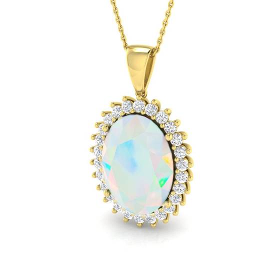 8.50ct SI2/G Oval cut Opal Gemstone Pendant in 9k Yellow Gold