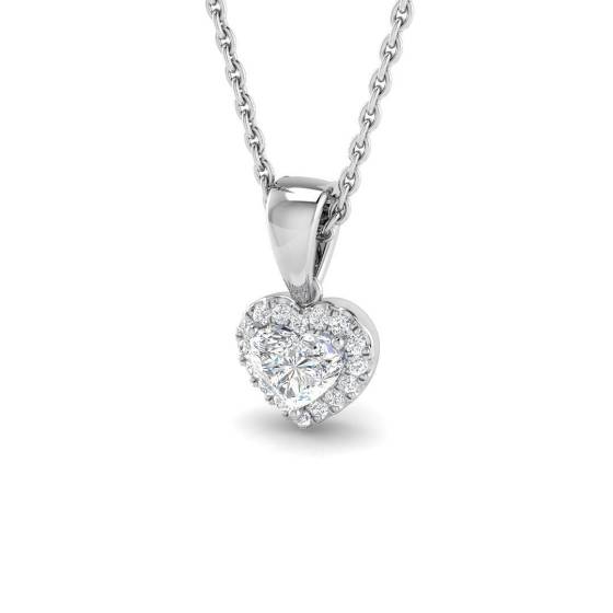 0.35ct SI2/G Heart cut Natural Diamond Heart Pendant in 18k White Gold
