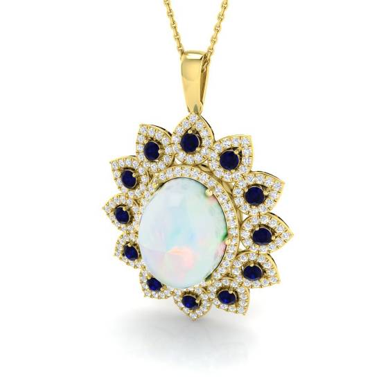 7.70ct I1/G Oval cut Opal Pendant in 9k Yellow Gold