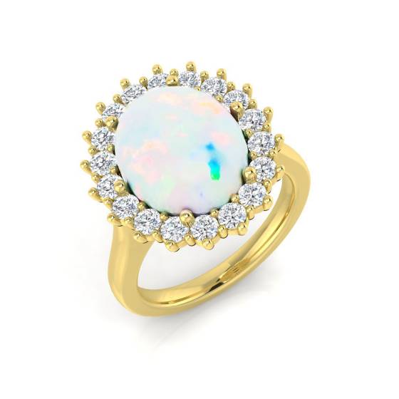 2.73ct SI2/G Oval cut Opal Gemstone Ring in 9k Yellow Gold