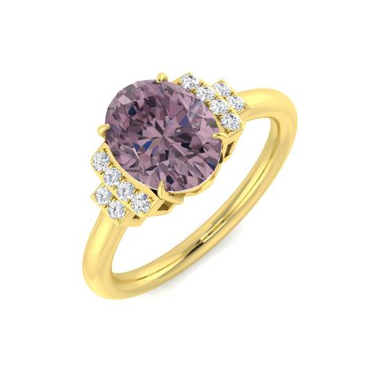 1.69ct I1/G Oval cut Amethyist Gemstone Ring in 9k Yellow Gold