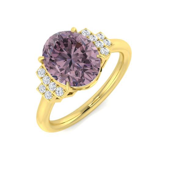 2.39ct I1/G Oval cut Amethyist Gemstone Ring in 9k Yellow Gold