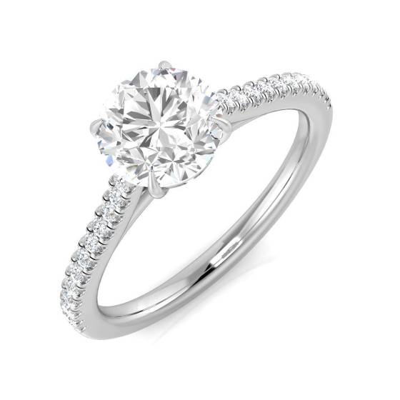 1.32ct SI1/G Round cut Natural Diamond Shoulder Set Engagement Ring in Platinum