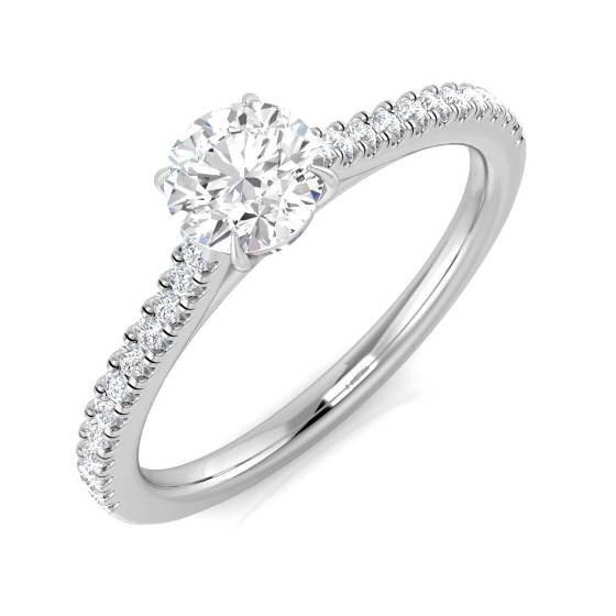 0.63ct SI1/G Round cut Natural Diamond Shoulder Set Engagement Ring in Platinum