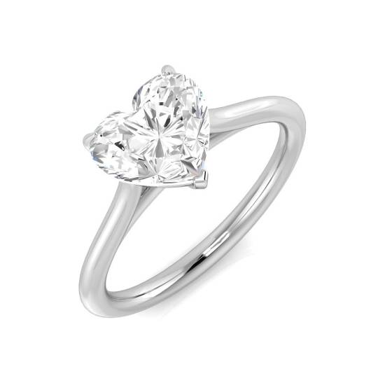 1.50ct SI2/I Heart cut Natural Diamond Solitaire Engagement Ring in Platinum