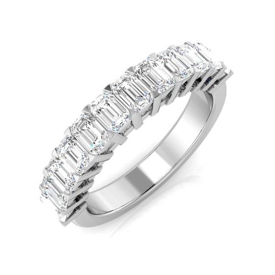 1.64ct SI2/G Emerald cut Natural Diamond Half Eternity Ring in Platinum