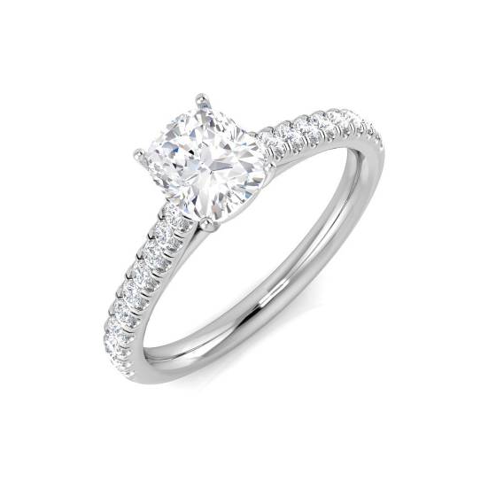 1.24ct SI2/G Cushion cut Natural Diamond Solitaire Engagement Ring in Platinum