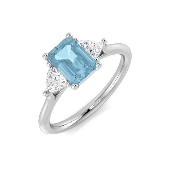 1.44ct SI1/G Emerald cut Aquamarine Gemstone Ring in Platinum