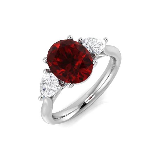 2.94ct SI2/G Oval cut Ruby Gemstone Ring in Platinum