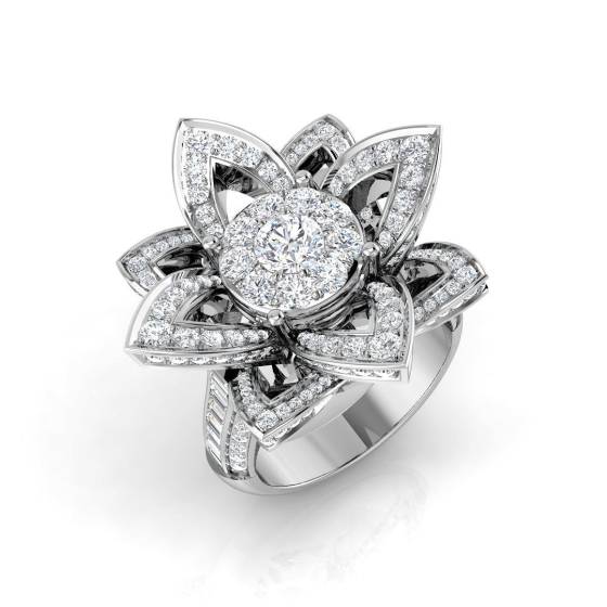 2.34ct SI2/G Round cut Natural Diamond Pave Ring in 9k White Gold
