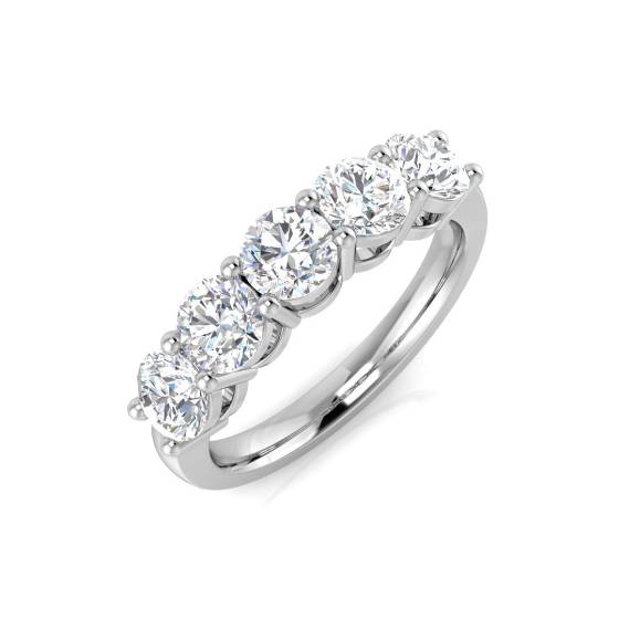 2.01ct SI2/G Round cut 5 Stone Natural Diamond Ring in Platinum