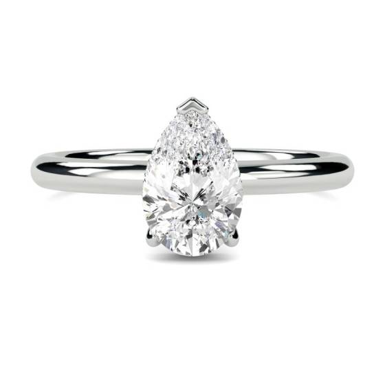 1.00ct VVS2/F Pear Cut Labgrown Hidden Halo Ring