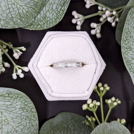 0.15ct VS/E-F Baguette Cut Natural Diamond Half Channel Eternity Ring