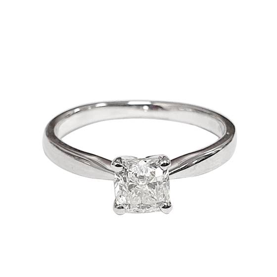 0.90ct VS2/G Cushion Natural Diamond Solitaire Engagement Ring