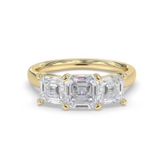 0.75ct IF/D Asscher Cut Natural Diamond Trilogy Ring