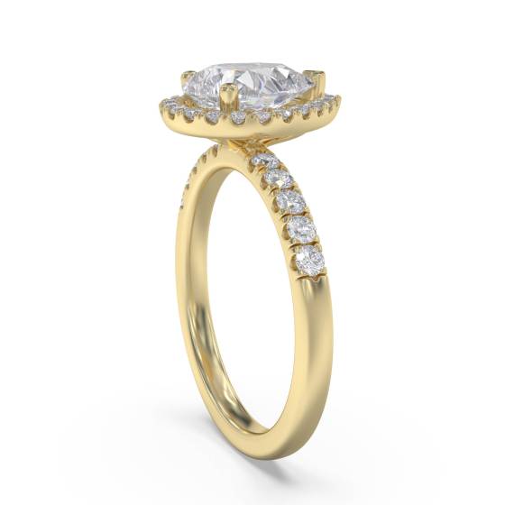 Pear Diamond Single Halo Shoulder Set Ring