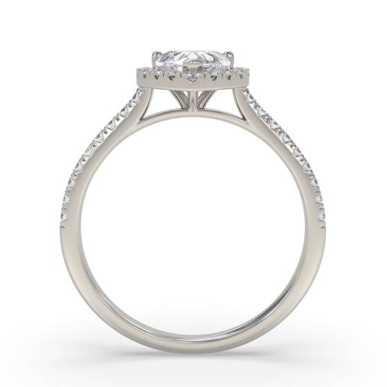 Heart Diamond Single Halo Shoulder Set Ring