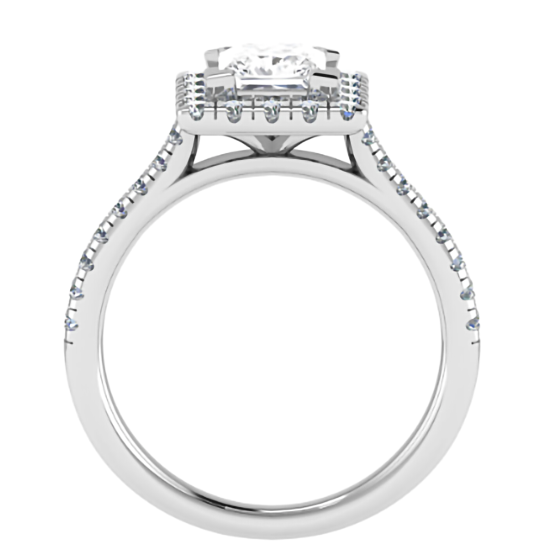 Princess Diamond Single Halo Shoulder Set Ring