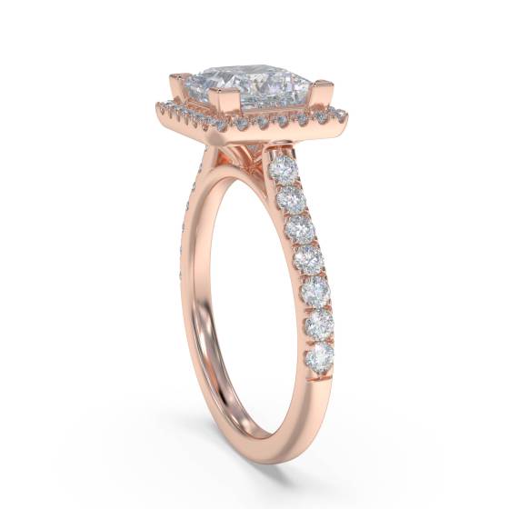 Princess Diamond Single Halo Shoulder Set Ring