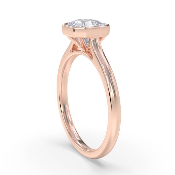 Asscher Diamond Bezel Set Ring