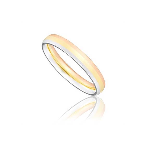 3mm Tri Tone Court Shape Wedding Ring