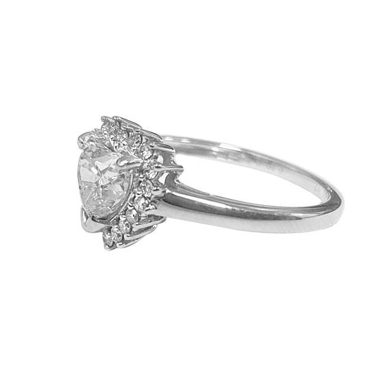 1.30ct SI2/F Heart Cut Single Halo Natural Diamond Ring