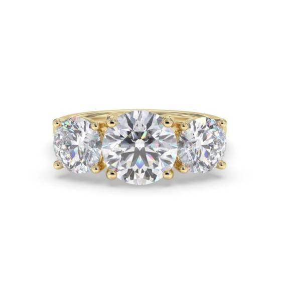 1.00ct VS/F-G Round Cut Natural Diamond Trilogy Ring