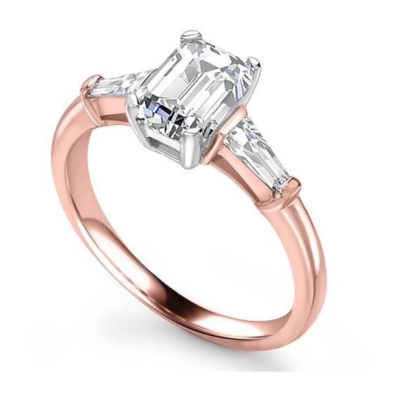 0.75ct IF/E Emerald cut Lab Grown Natural Diamonds Trilogy Ring