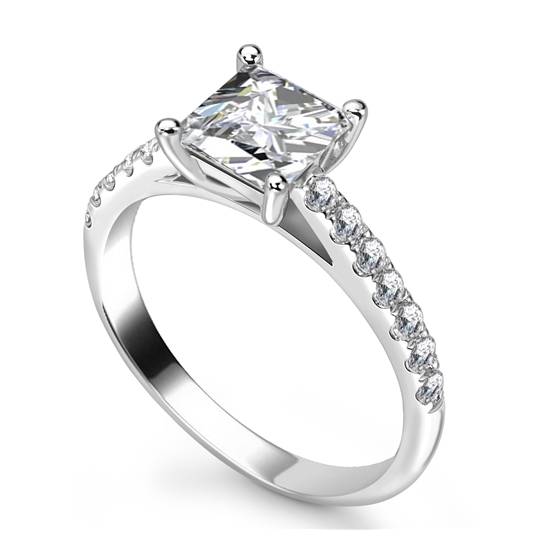 0.67 SI2/D Princess Natural Diamond Shoulder Set Ring