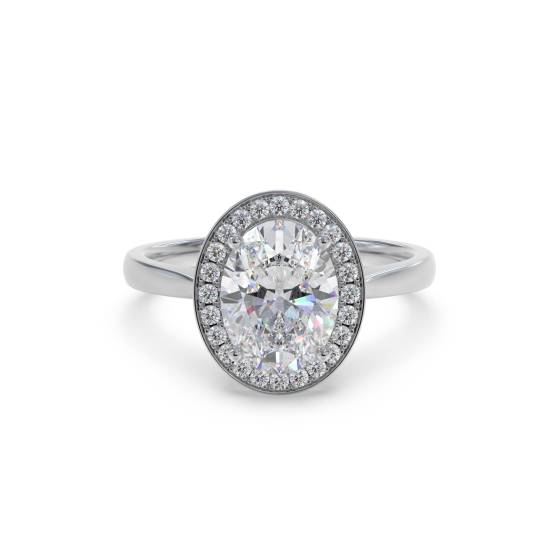 Oval Diamond Single Halo Ring