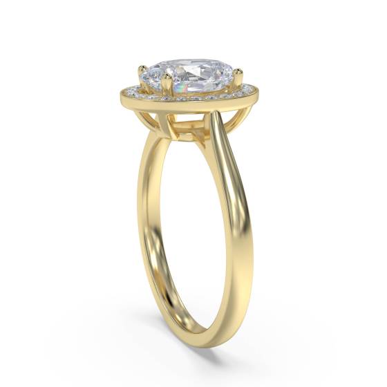 Oval Diamond Single Halo Ring
