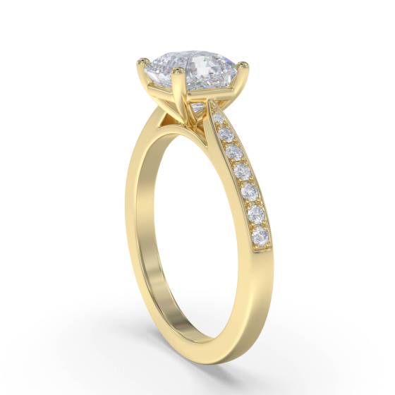 Asscher Diamond Shoulder Set Ring