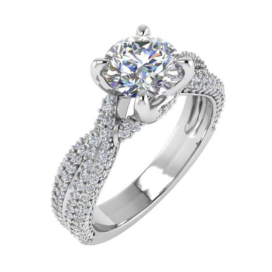 0.85ct SI1/F Round cut Natural Diamonds Shoulder Set Engagement Ring