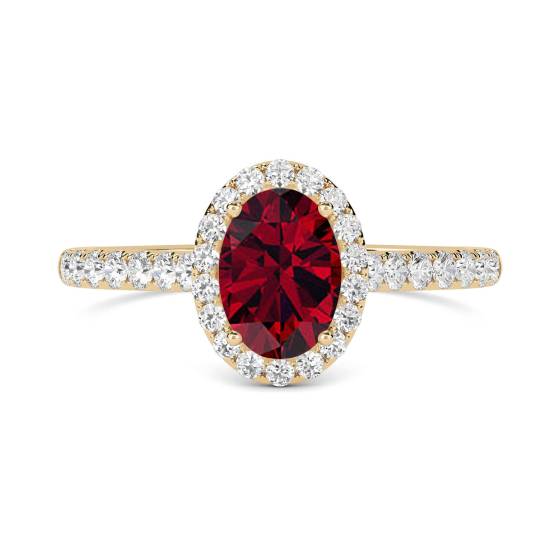 0.85ct VS/F-G Oval cut Natural Diamonds Ruby Gemstone Halo Shoulder Set Ring