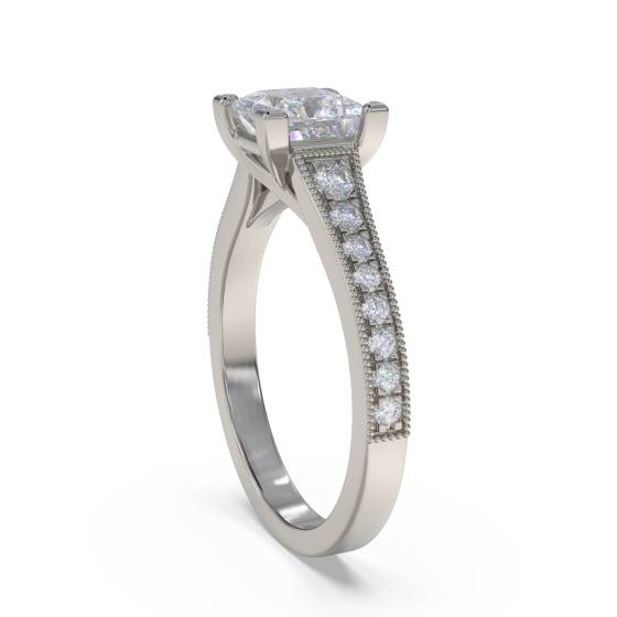 1.30ct SI2/F Princess Shoulder Set Natural Diamond Engagement Ring
